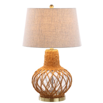 Joseph 28.5" Glass /Rope LED Table Lamp - JONATHAN Y